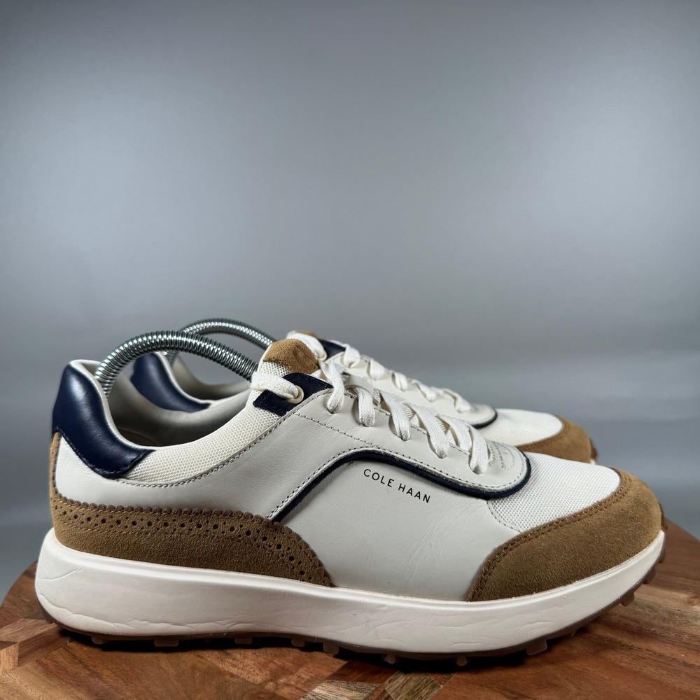 Cole Haan GrandPro Ashland Sneakers Ivory‎ Tan Navy W34632 Womens 8.5B